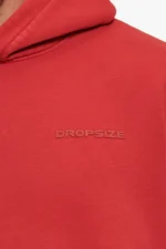 DROPSIZE Essential Hoodie Oversized Fit Olivgrün und Karmesinrot