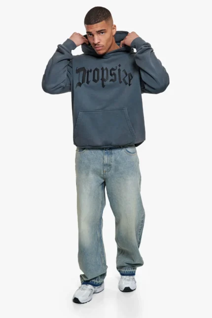 Dropsize Vintage Slate Gothic Oversized Hoodie