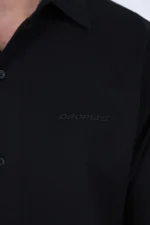 Dropsize Schwarzes Oversize-Kurzarmhemd mit Knöpfen