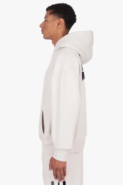 Dropsize Split Chenille-Stickerei-Hoodie – Hellgrau